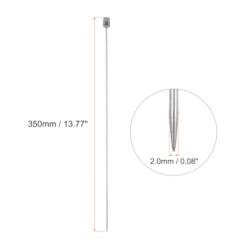 uxcell 2Pcs 2mm(B) Single Pointed Knitting Needles Stainless Steel 13.8 Inches Length Metal Weaving Tool for Handmade Projects DIY Knitting - size: 2mm, 13.8"