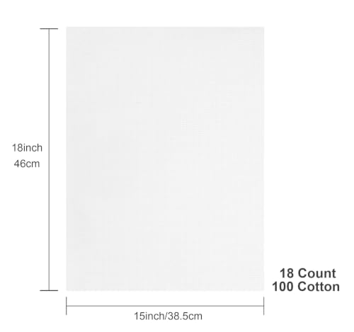 Aida Cloth 18 Count Cross Stitch Fabric,15×18inch,Rolled,3Pcs (18CT,White) - color: White, size: 18CT