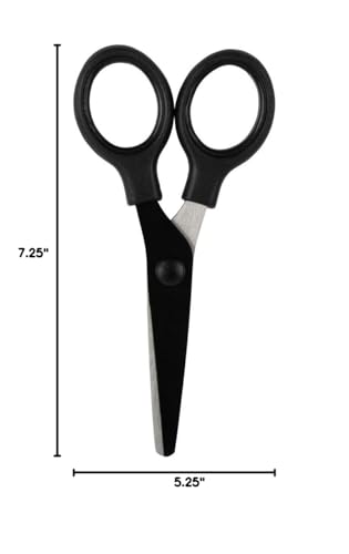 JAM PAPER Multi-Purpose Mini Scissors - 5 Inch - Black - Soft Grip & Stainless Steel Precision Blades - Sold Individually - color: Black, size: Mini (5 Inch)
