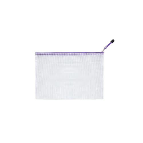 Mesh Zipper Pouch Bag,A3 Zipper Bag for Organizing Storage, Waterproof Zipper Pouch,17" x 12"/44cm x 32cm, File Bag for School and Office Supplies (Purple) - color: Purple