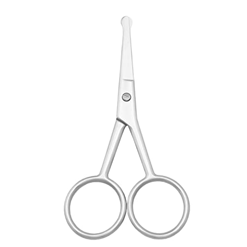 Multicolor Professional Grooming Scissors for Facial Hair Removal - color: Silver Safety Head C