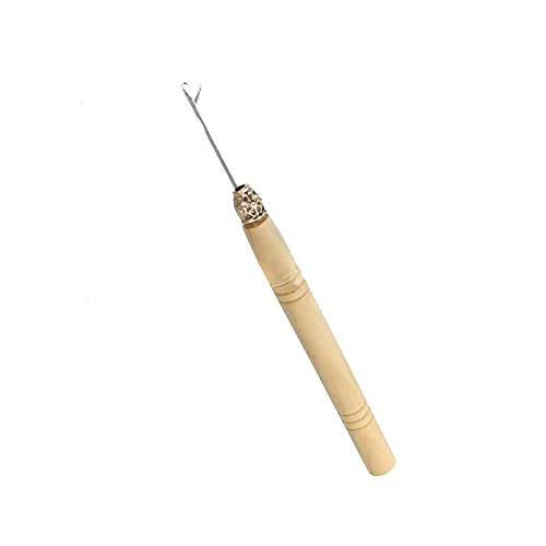 5 Wooden Hair Extensions Loop Needle Threader Wire Pulling Hook Tool for silicone microlink beads and feathers, Set of 5 for hair or feather extensions (5 Hooks)