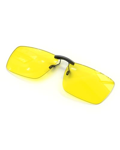 ANYLUV Clip On Blue Light Blocking Glasses Lightweight Rectangle Blue Light Glasses Men for Computer Gaming, Anti Eye Strain - color: A02-yellow, size: 60*38mm