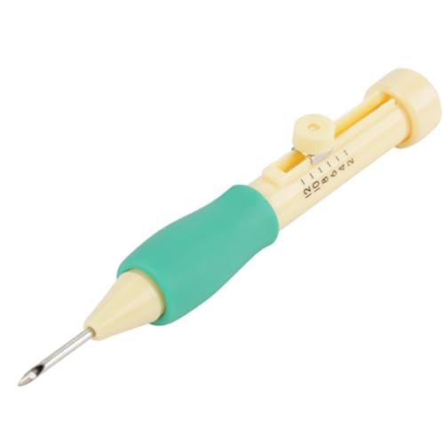 Needle Punch Tool, Embroidery Punch Punch Needle Tool Adjustable Needle Length Embroidery Needle Punch with 3 Sizes Needle Pen Kit Tool,Punch Needle Set for DIY Craft(Yellow+Green) - size: Yellow+green