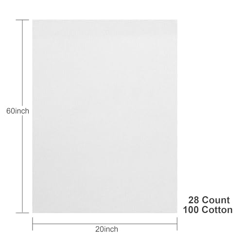 Aida Cloth 28 Count Cross Stitch Fabric,20×60inch (28CT,White) - color: White, size: 28CT