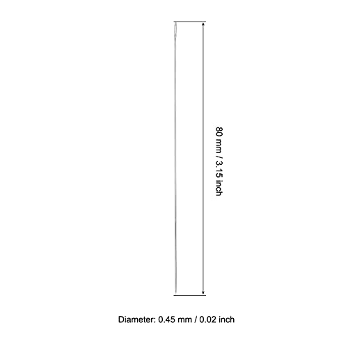 uxcell Beading Needles Fine Thin Long Straight Sewing Embroidery Threads Stainless Steel 3.15 Inch 50Pcs - size: 80mmx0.45mm