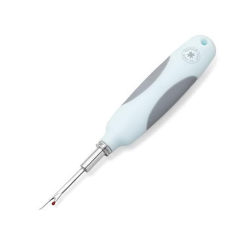Missouri Star Seam Ripper - Heavy Duty Stitch and Hem Remover Tool with Blade Cover - Ergonomic Sewing and Quilting Essential for Cutting Thread, Light Blue & Gray