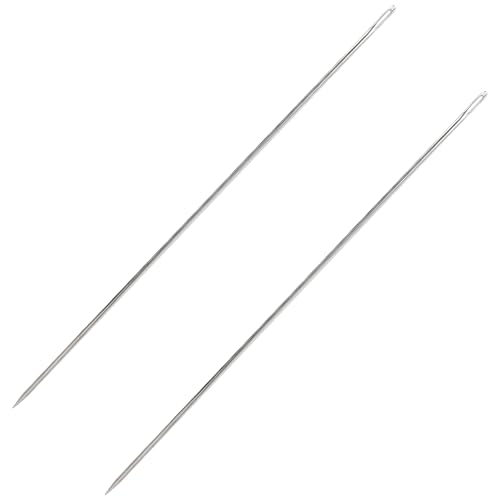 2 PCS Professional Upholstery Needle, 12'' Long Sewing Needles, Large Eye Hand Sewing Needles, with Needle Storage Tube, for Home Upholstery, Carpet, Leather, Canvas Repair Stitching