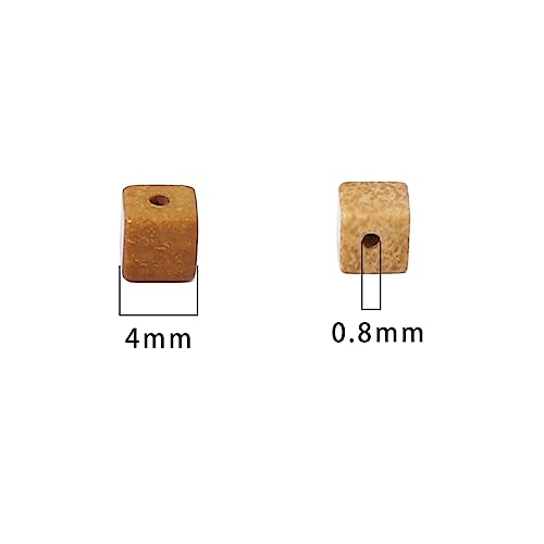BEADIA Natural Brown Picture Jasper Square Stone Beads 4x4mm 85pcs Cube Loose Semi Gemstone Beads for Jewelry Making Design - color: Brown Picture Jasper