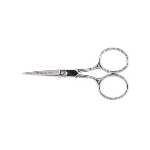 Klein Tools G404LR Scissors, Made in USA, Embroidery Scissor with Large Ring, Great for Sewing, Fabric, Electronics, More, 4-Inch