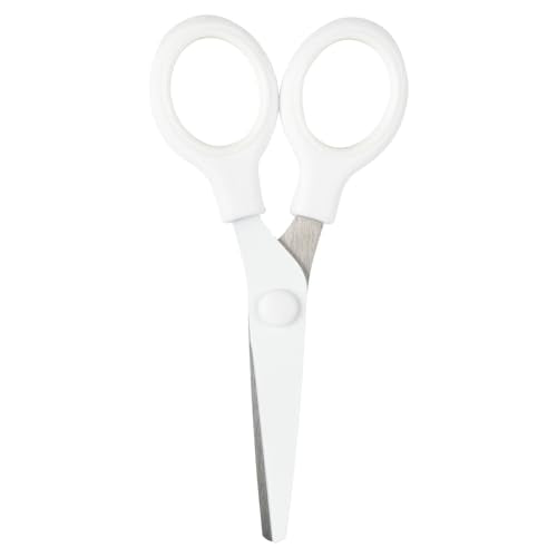 JAM PAPER Multi-Purpose Mini Scissors - 5 Inch - White - Soft Grip & Stainless Steel Precision Blades - Sold Individually - color: White, size: Mini (5 Inch)