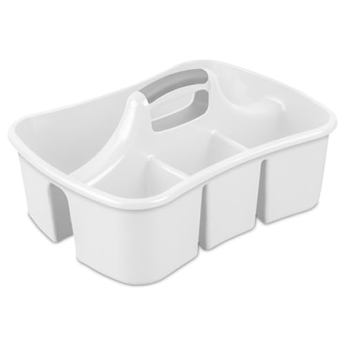 Sterilite Divided Ultra Caddy Storage Organizer for Bathroom, White, 4-Pack - size: 6 Pack