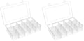 BTremary 15 Grids Clear Plastic Storage Box with Compartment, Craft Organizers and Storage, Transparent Jewelry Storage Box, Small Parts Organizer for Sewing Bead Washi Tape Thread (Pack of 2) - size: 15 Grids (Pack of 2)
