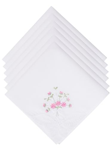 Selected Hanky Women's Cotton Handkerchiefs, Ladies Hankies, Pink Floral - color: Pink Floral