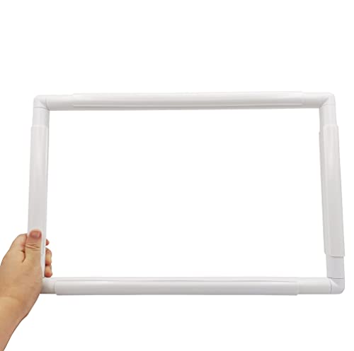 17 X 11" Plastic Cross Stitch Frame Square Embroidery Hoop White DIY Sewing Tools Sewing Hoop Handhold Craft Clip Embroidery Snap Frame Hoop for Cross Stitching Quilting (17 X 11") - size: 17 X 11"