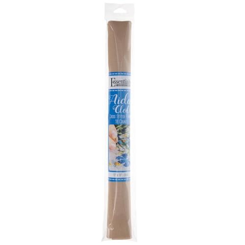 Essentials By Leisure Arts Aida Cloth, 18 Count, Beige, Cross Stitch Fabric, Embroidery Fabric, Cross Stitch Supplies for Crafting, Stitching, and Sewing Projects 15X18