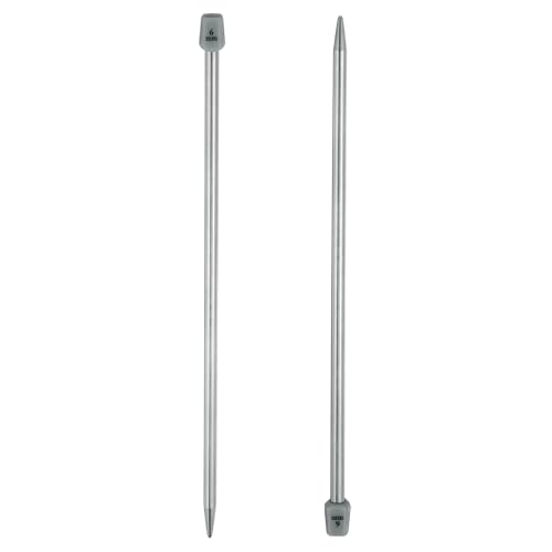 uxcell 2Pcs 6mm(J) Single Pointed Knitting Needles Stainless Steel 9.84 Inches Length Metal Weaving Tool for Handmade Projects DIY Knitting - size: 6mm, 9.84"