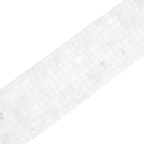BEADIA Natural White Agate Square Stone Beads 4x4mm 85pcs Cube Loose Semi Gemstone Beads for Jewelry Making Design - color: White Agate