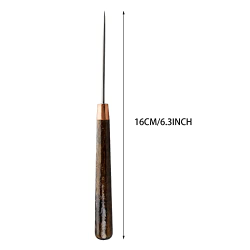 2 Pcs Leather Scratch Awls Tool, Sewing Awl Tool with Wooden Handle