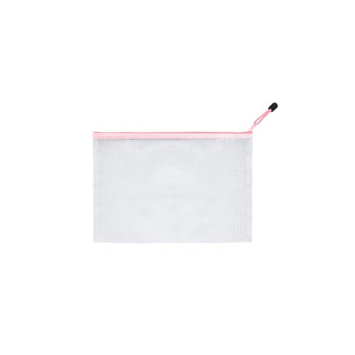 Mesh Zipper Pouch Bag, A3 Zipper File Bag for Organizing Storage, Waterproof, Pink, 17" x 12"/44cm x 32cm - color: Pink