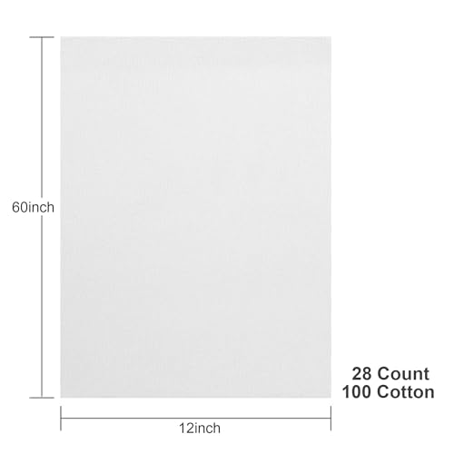 Aida Cloth 28 Count Cross Stitch Fabric,12 by 60inch(28CT,White) - color: White, size: 28CT