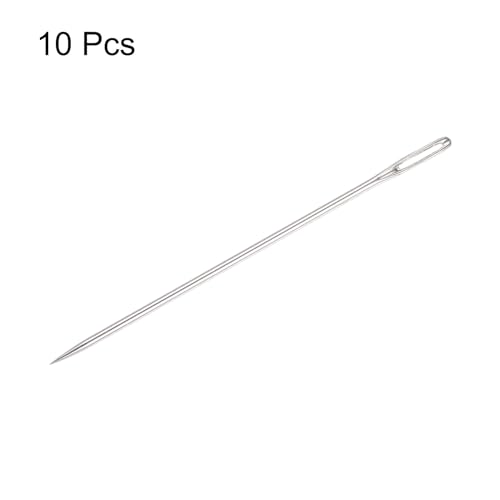 HARFINGTON 10pcs 2.95 Inch Upholstery Needles Large Eye Stitching Needles Stainless Steel Straight Hand Sewing Needles for Home Hand Sewing Leather Tapestry Embroidery Tufting Webbing Carpet - size: 2.95 Inch
