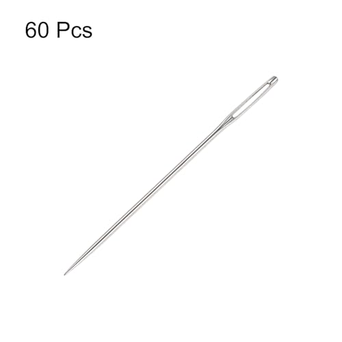 Generic 60Pcs Large Eye Needles 1.8" Stitching Needle Hand Sewing Embroidery Needle Stainless Steel for Leather Cross Stitch