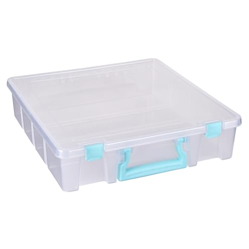ArtBin Super Satchel 1-Compartment Craft Storage Box, Clear - color: Aqua Accents, size: 1 Pack