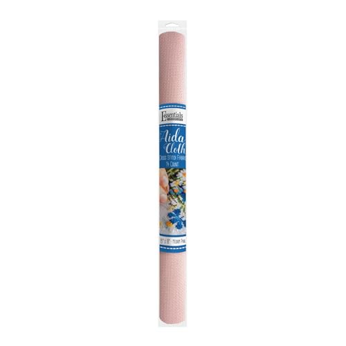 Essentials By Leisure Arts Aida Cloth, 14 Count, Medium Pink, Cross Stitch Fabric, Embroidery Fabric, Cross Stitch Supplies for Crafting, Stitching, and Sewing Projects 15X18
