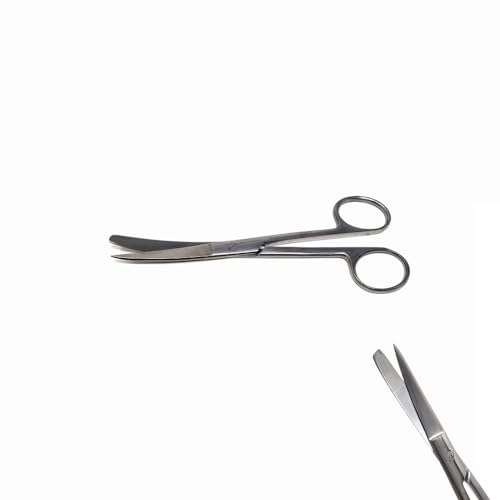 Sewing Embroidery Scissor 4.5" Art & Craft Shears German Grade Stainless Steel, Curved + Straight Tips, Snips, Thread Scissor Multi Usage, DIY Home Office Use (Sharp/Blunt - Curved) - style: Sharp/Blunt - Curved