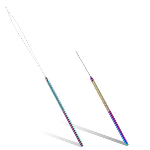 Hair Extension Tools, Bead Threader Micro Links Hair Kit Threader Pulling Hook Wire Beader Tool, hair tinsel loop tool, Hair Extension Loop Needle for Hair Feather Extensions