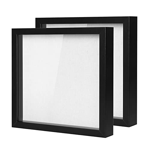 Muzilife 10x10 Shadow Box Wood Picture Frame, HD Glass, 2PCS, Black - color: Black, size: 2pcs 10X10