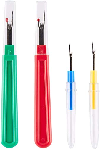 Seam Ripper and Thread Remover Kit,2 Big and 2 Small Sewing Stitch Thread Unpicker and 1 Sewing Trimming Scissor Nipper Tool for Thread Remove(Multi-Color) - color: Multi-color