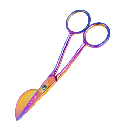 Duckbill Scissors for Applique & Embroidery - Double Curved, 6", Rainbow - color: Rainbow