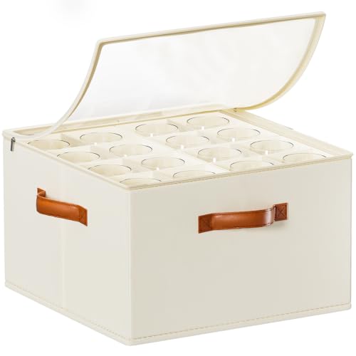 Foyego Wine Glass Storage Box, Beige - color: Beige, size: 15.7"L x 15.7"W x 9.8"H