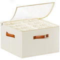 Foyego Wine Glass Storage Box, Beige - color: Beige, size: 15.7"L x 15.7"W x 9.8"H