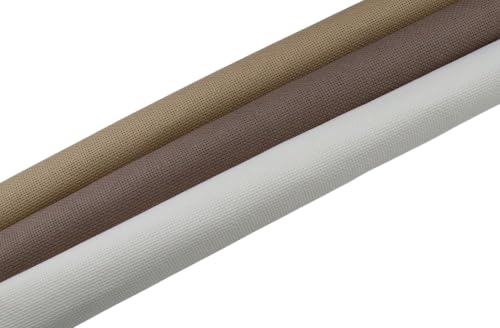 KCS 3 pc of 15" x 18"(38cmx45cm) 18 Count Cross Stitch Cotton Aida Cloth Needlework Rolled Fabric Box,18CT,Antique White +Coffee+Khaki - color: Antique White +Coffee+khaki, size: 18CT