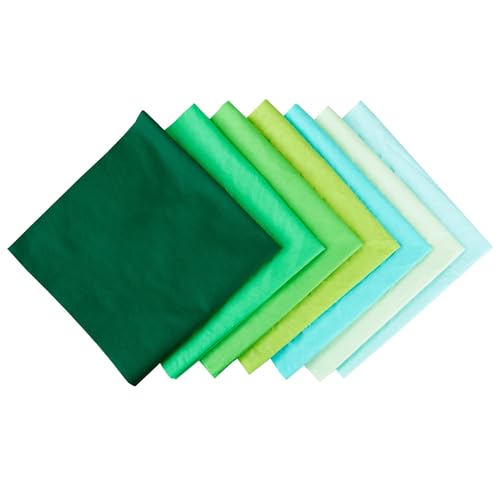 7PCS Solid Color Cotton Fabric Squares 20" x 20" Fat Quarter Fabric Bundles Craft Fabric for Patchwork Sewing Quilting Crafting DIY (Green) - color: Green
