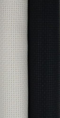 KCS 2 pc of 15" x 18"(38cmx45cm) 11 Count Cross Stitch Cotton Aida Cloth Needlework Fabric Box (Antique White+Black, 11CT) - color: Antique White+black, size: 11CT