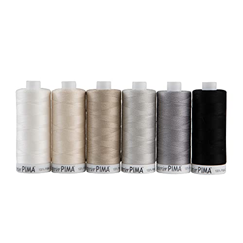 Superior Threads PIMA 50 wt Cotton Sewing Thread Set 1200 Yard Spool 6-Pack (Neutrals) - color: Neutral