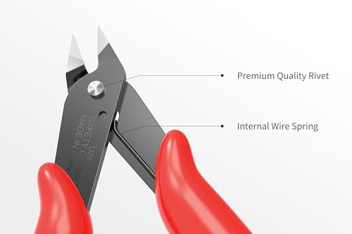HongWay 5pcs Red 5" Micro Flush Cutters for Electronics Crafts - color: Red