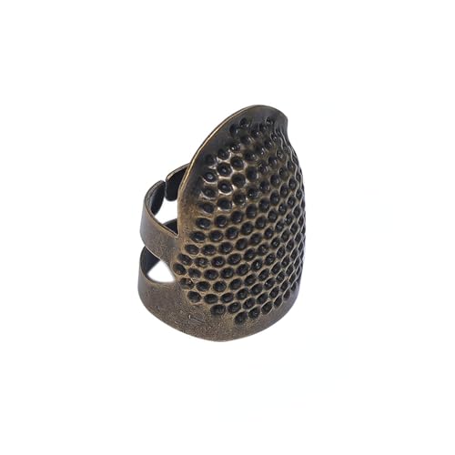 2PCS Adjustable Zinc Alloy Sewing Thimbles Finger Covers - Hand Working Making Fingertip Protectors (Bronze M) - color: Bronze M