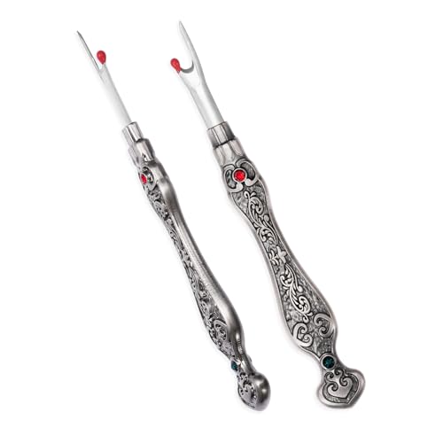 2Pcs Metal Seam Rippers, European Vintage Carved Handle Stitch Ripper, Sharp Seam Ripper Tool for Sewing with Storage Cases, Durable and Handy Crafting Removing Threads Tools (Silver) - color: silver