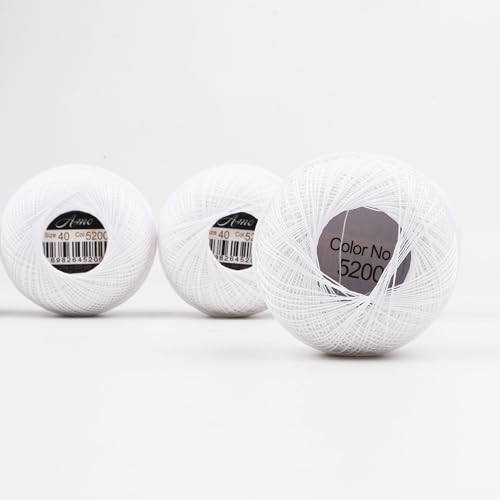 Size 40 Double Mercerized Egyptian Long Staple Cotton Pearl Thread 5 Colors per Box for Crochet Embroidery Cross Stitch (Set White) - color: set white