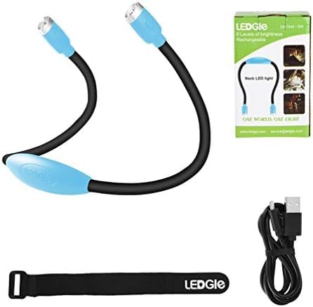 LEDGLE Neck Book Light for Reading Rechargeable,Long Arm,6 Brightness-Blue - style: Massage Particles- Blue