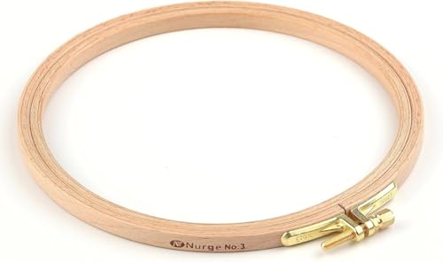 Nurge 4Inch, 5Inch and 6 Inch (1 Piece of Each Size) Premium Beech Wood Gold Clasp Embroidery Hoop 8mm/0.3" Thickness - style: 3 Pcs Bundle Set 4/5/6"