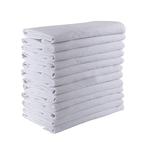 DG Collections 100% Cotton Flour Sack Towels – 12 Pack, 18x28 Inches, White, Lint-Free, Pre-Washed, Hemmed Edges – Reusable Kitchen Towels for Cleaning, Embroidery, Printing & Crafts - White - color: White, size: Set of 12 (18x28 Inches)