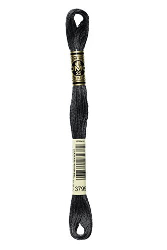 DMC 117-3799 Mouline Stranded Cotton Six Strand Embroidery Floss Thread, Dark Pewter Grey, 8.7-Yard