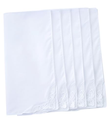 6 Pack of Ladies Embroidery Cotton Handkerchiefs Lace Wedding Hankies - color: F002
