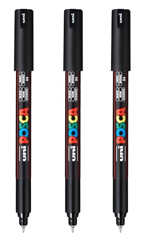 posca PC-1MR Water-Based Paint Markers, Extra Fine Tip (0.7mm), Black, 3 Count - color: BLACK